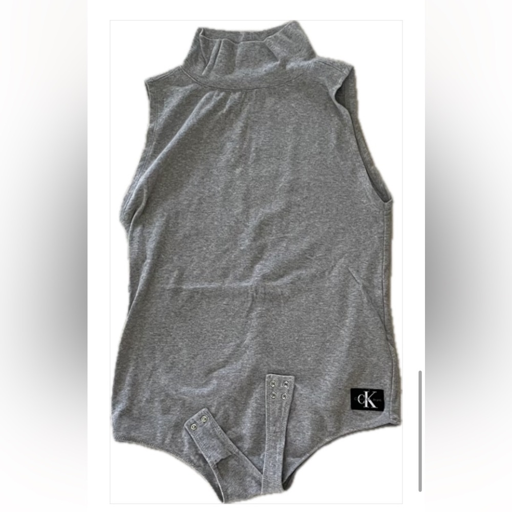 Calvin Klein Sleeveless Gray Bodysuit